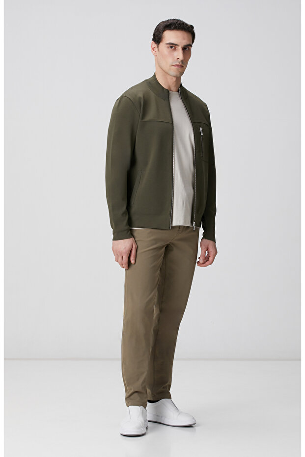 Haki Cep Detaylı Triko Mont - 3