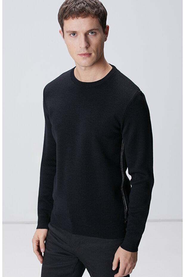 Siyah Yün Karışımlı Kazak - 2