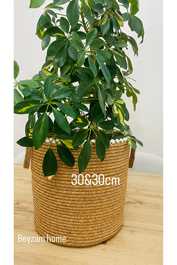 SHLM TEKSTİL 30&30 Hasır Saksılık,Sepet, Düzenleyici, Oyuncak sepeti 30x30