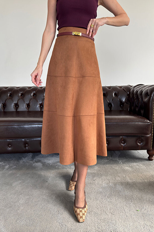 Fustă lungă din piele întoarsă - TABA - 5