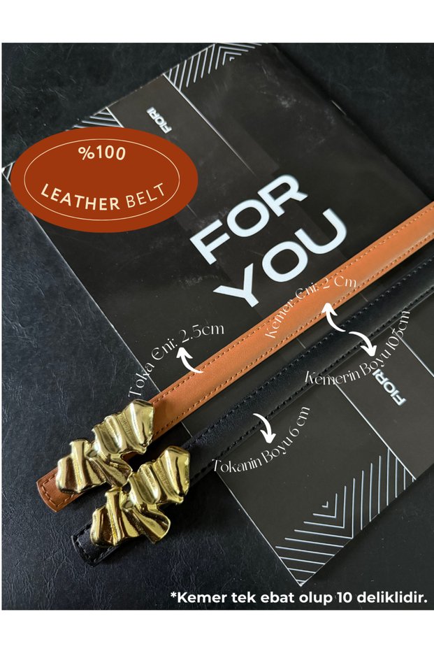 2-Piece Genuine Curved Leather Design Buckle Women's Belt, Jacket Belt, Shirt Belt, Dress Belt