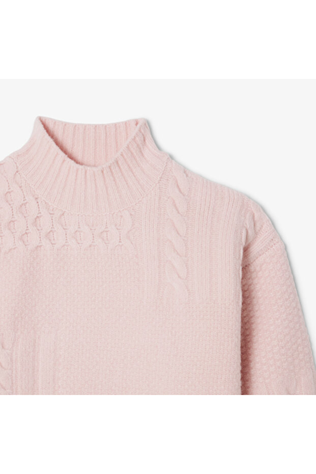 Patchwork Effect High Neck Wool Sweater - AF3974-00-ADY - 5