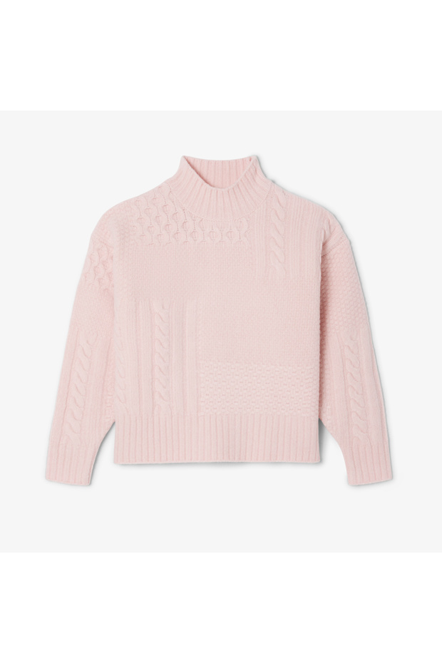 Patchwork Effect High Neck Wool Sweater - AF3974-00-ADY - 4