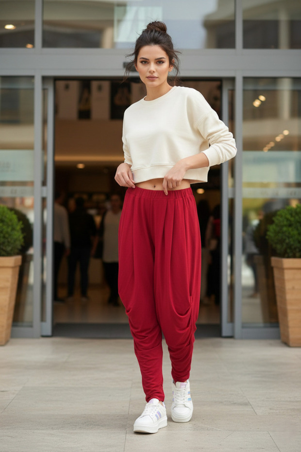 Women's Side and Waist Pleated Comfortable Fit Shalwar