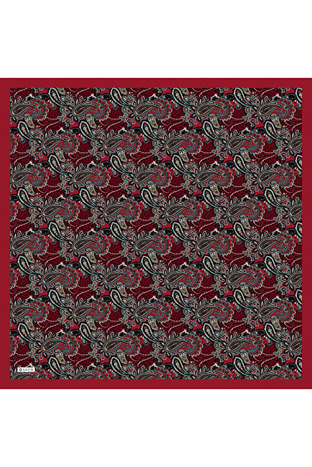 وشاح أحمر ناعم الملمس بنمط عرقي - 1