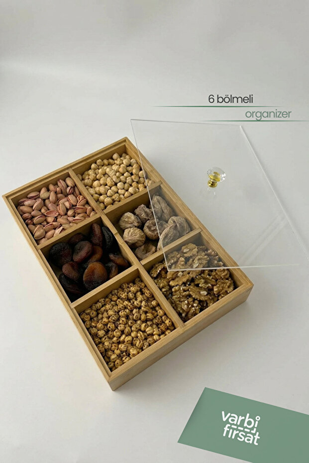 6 Compartment Bamboo Organizer Box / Organizer