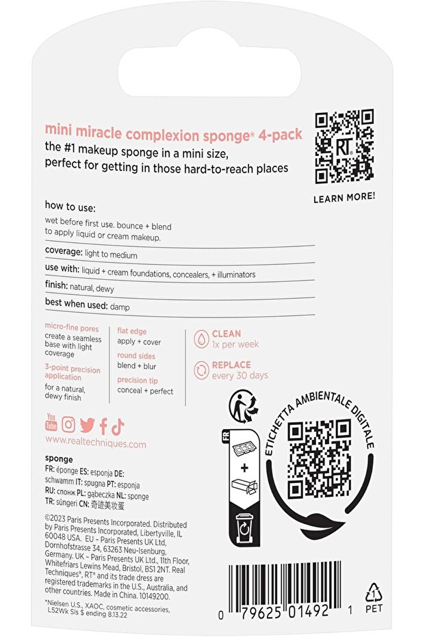 Real Techniques Mini Miracle Complexion Sponges, 4 Mini Sponges - 8