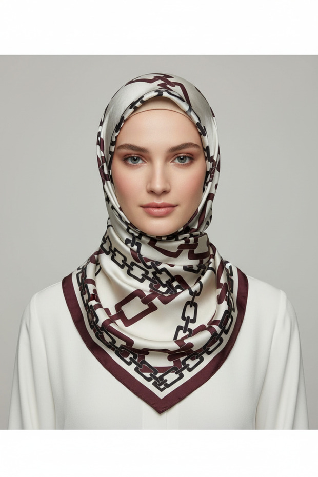 وشاح رويان أبيض لامع