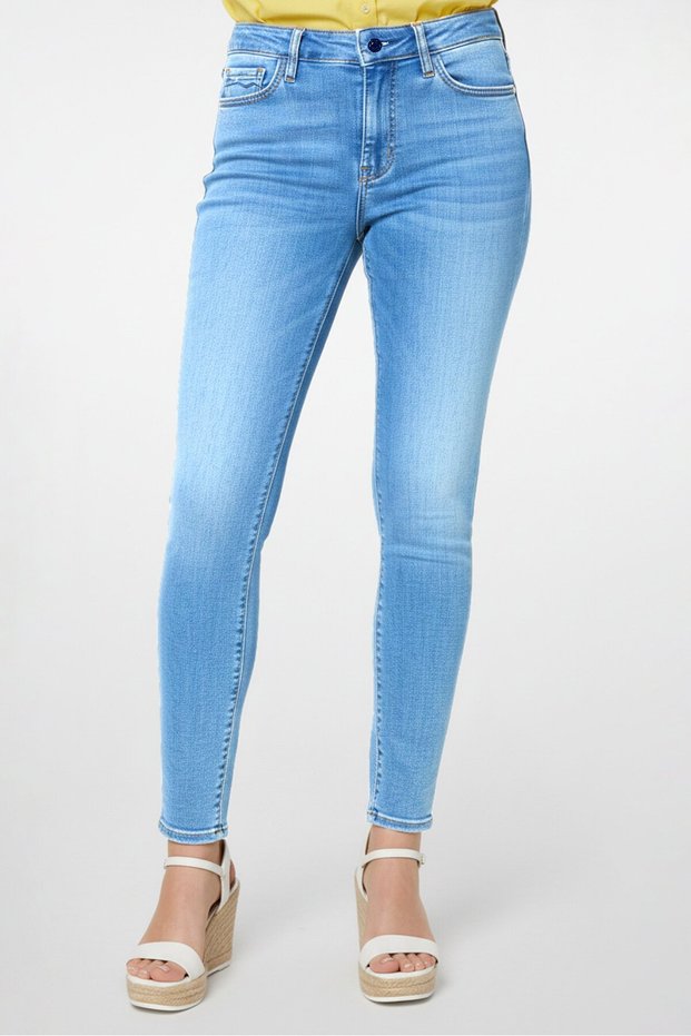 Women Skinny Fit Luzien Washed Stretchable High Waist Denim, Blue
