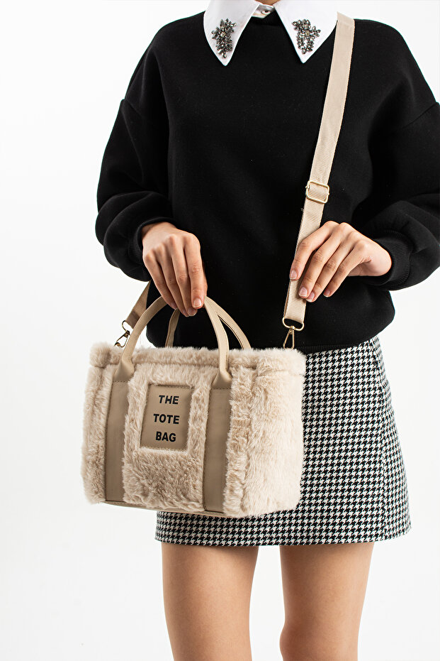 Women's Column Strap Fur Plush Crossbody Bag