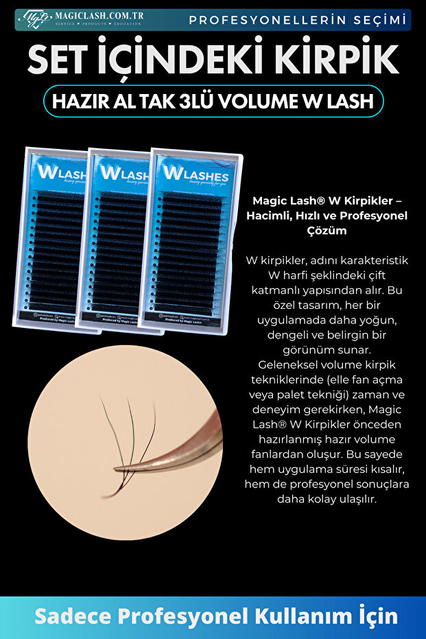 3D W Lash Volume Ipek Kirpik Mini Başlangıç Seti - 4