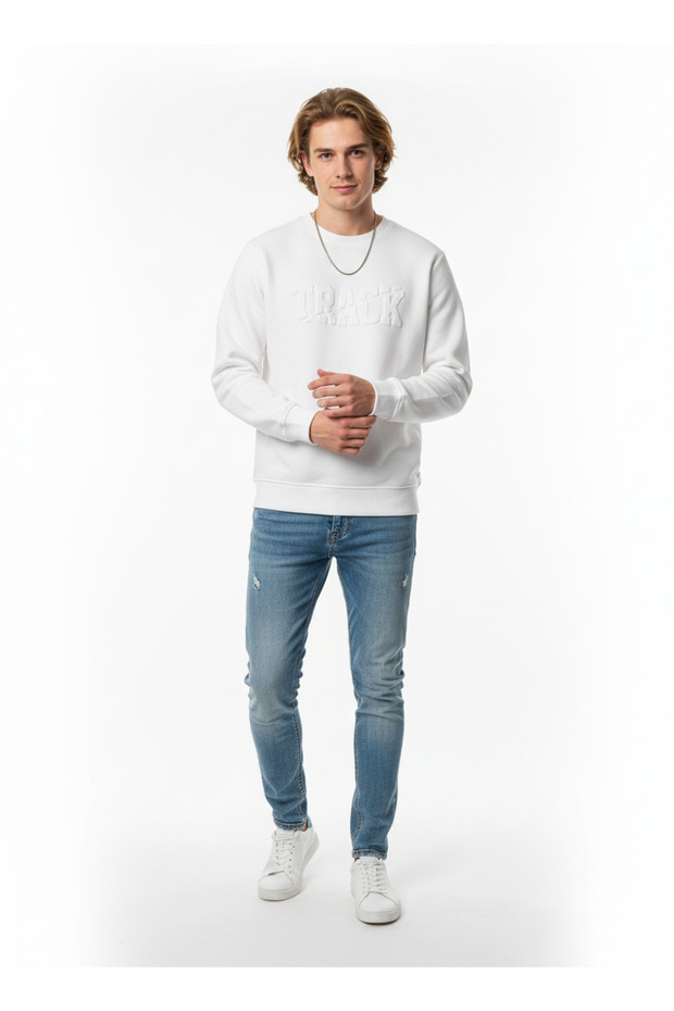 Unisex Crew Neck Regular Printed Cotton Inside Sweatshirt