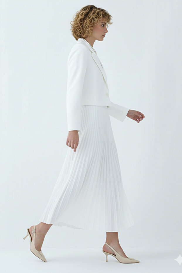 Piliseli Etek Beyaz 4560 - 3