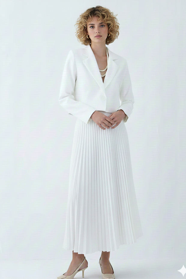 Piliseli Etek Beyaz 4560 - 4