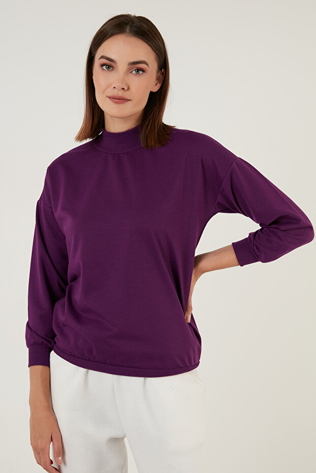 Pamuklu Dik Yaka Basic Örme Sweat SWEAT 5863323 - 6