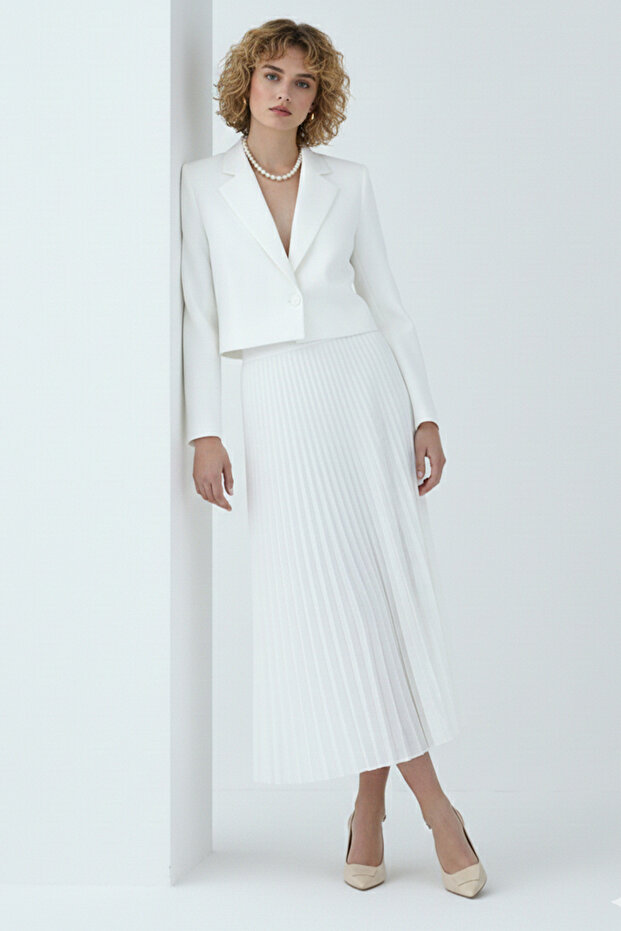 Piliseli Etek Beyaz 4560 - 1