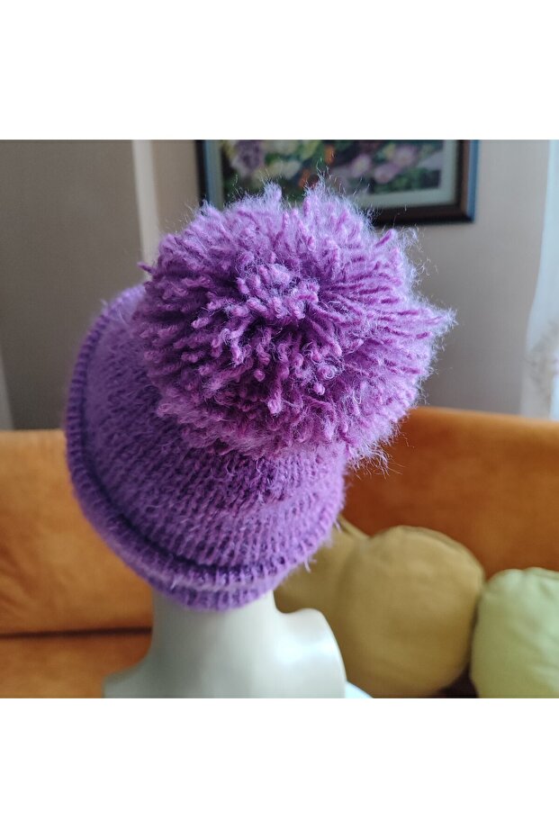 Paris Dev Ponponlu Çift Kat Bere Beyaz - 7