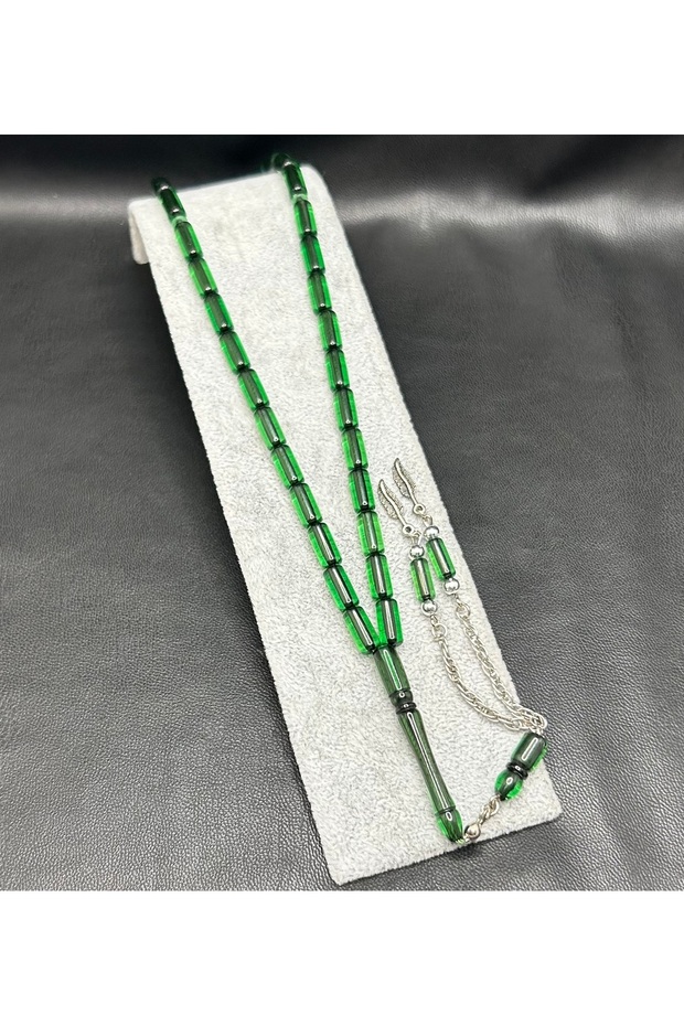 Black Green Color Inside Cut Cut Powder Amber Prayer Beads
