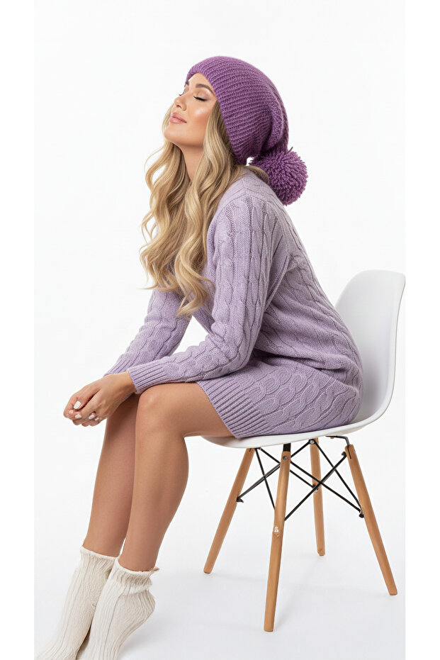 Paris Dev Ponponlu Çift Kat Bere Beyaz - 5