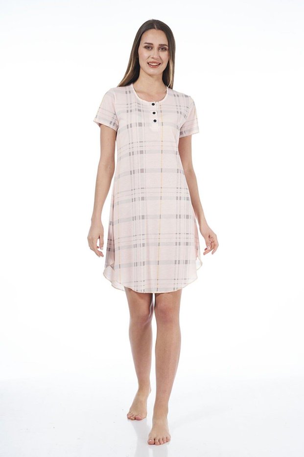 22231 Women's Square Print Short Sleeve Viscose Casual Dress