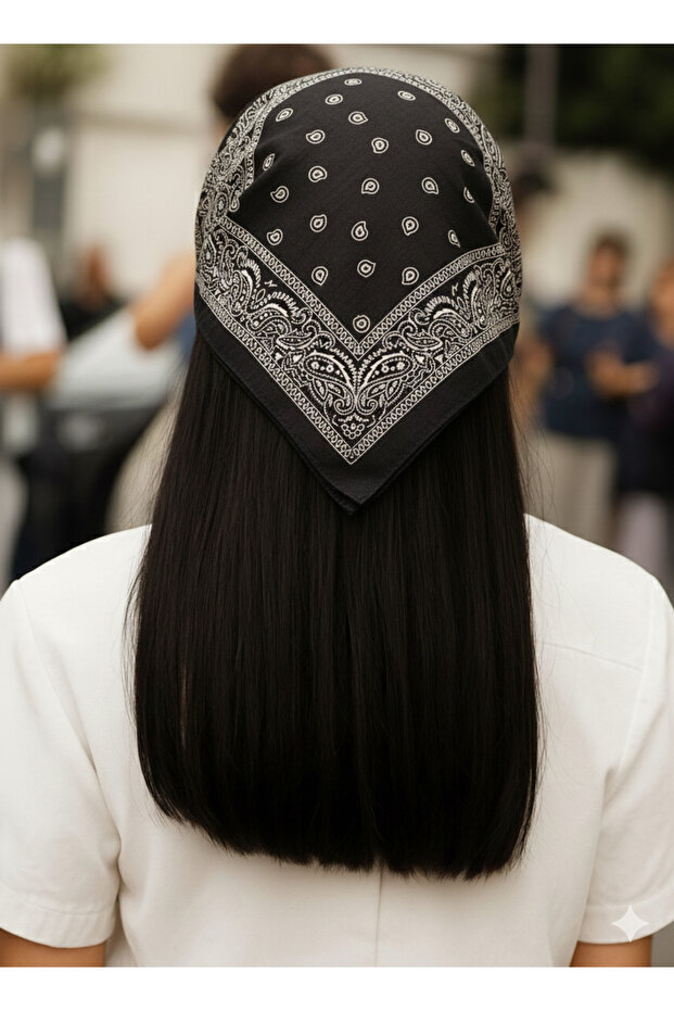 Cotton Black Bandana 55X55Cm