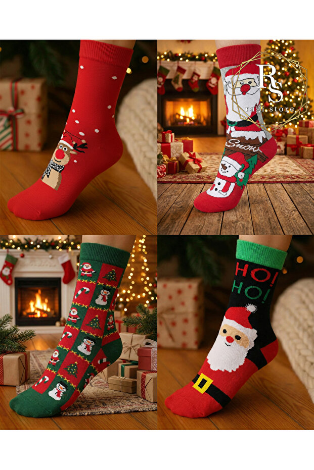 Pack of 4 New Year Unisex Socket Socks