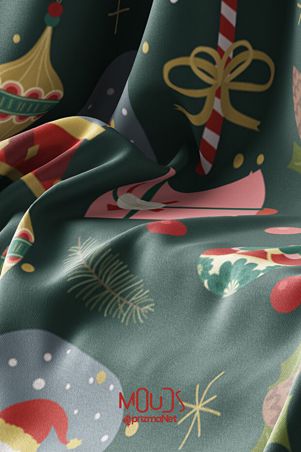 مفرش المائدة الأخضر منقوشة من جلد الغزال لعيد الميلاد - 4