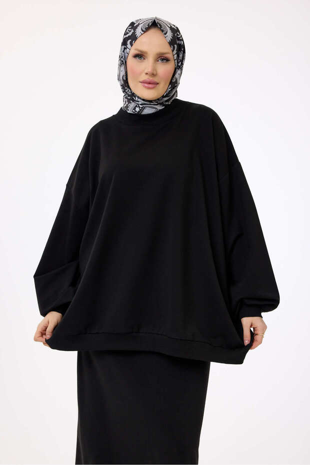 3044 - Rahat, Salaş Basic Kadın Uzun Sweatshirt - 1