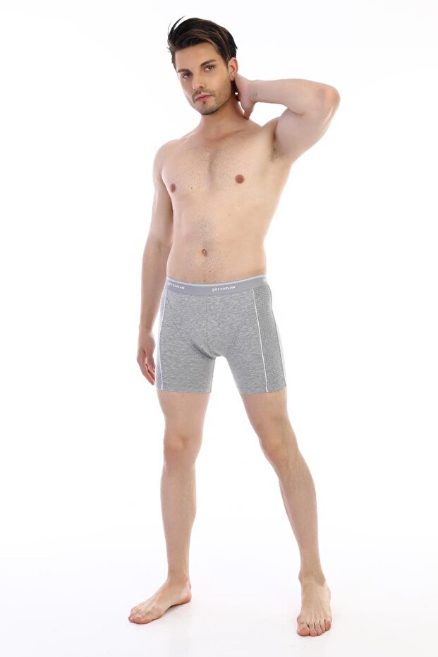 Erkek Gri Elastanlı Biyeli Boxer Külot - 3