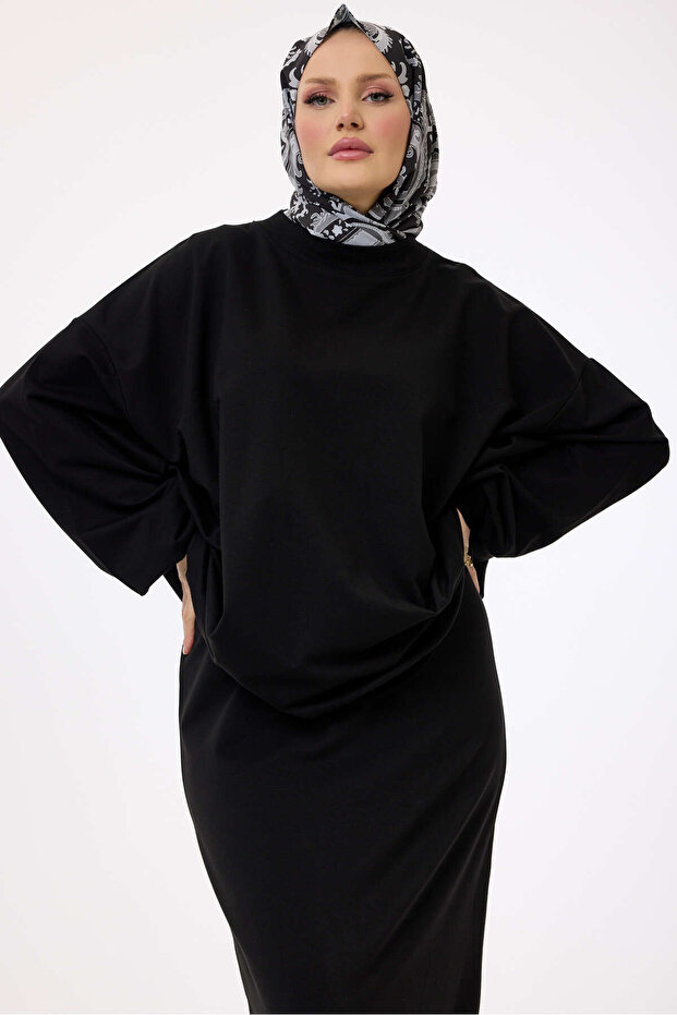 3044 - Rahat, Salaş Basic Kadın Uzun Sweatshirt - 4