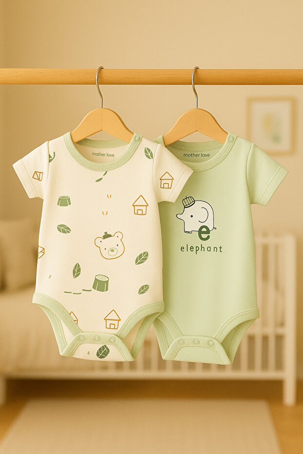 100% Organic Cotton Short Sleeve Baby 2-Piece Bodysuit