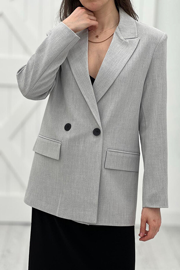 ÇİFT DÜĞMELİ BASIC BLAZER CEKET 4S2004 - 1