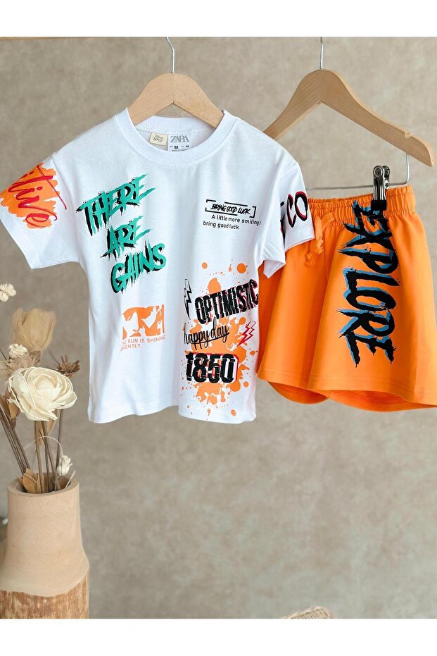 ORANGE EXPLORE TSHİRT VE ŞORT TAKIM