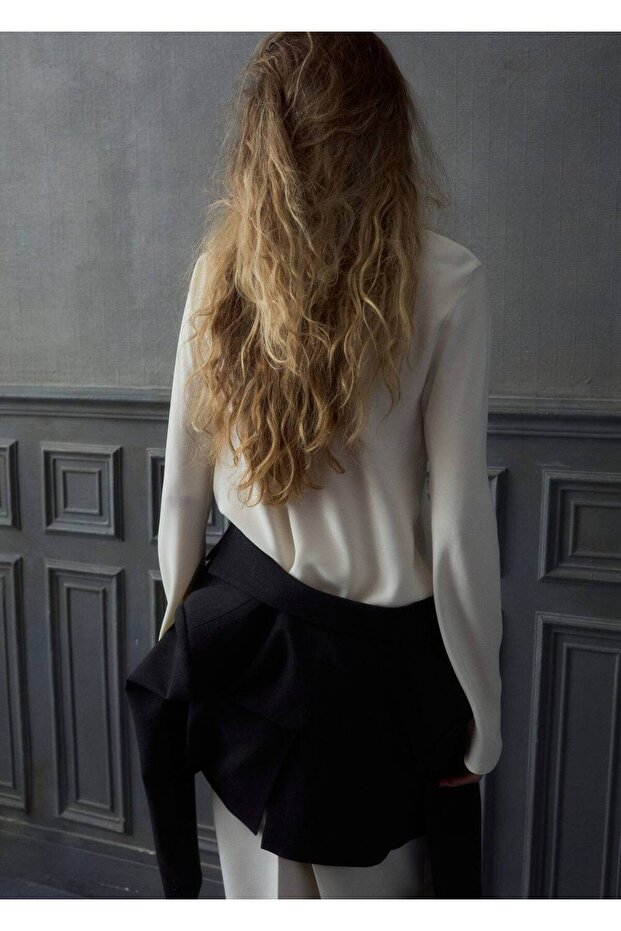 Drape kayık yaka bluz - 4