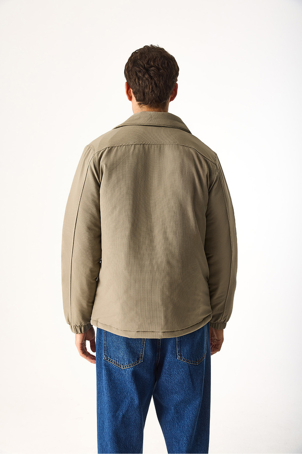 Men's Regular Fit Quilted Technical Jacket - Beige - 8