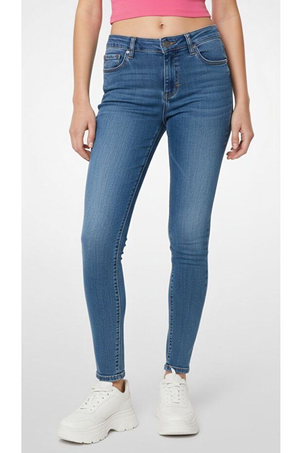 Jeans Women Regular Fit Mid Waist Washed Stretchable Denim, Blue