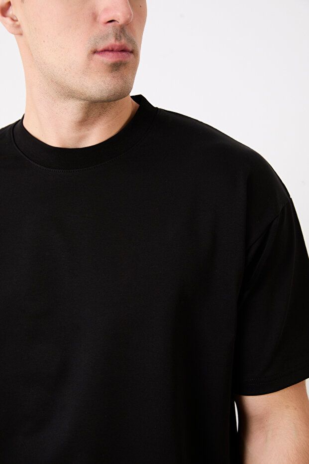 Oversize Wide Fit Crew Neck Basic Solid Short Sleeve T-Shirt - 8