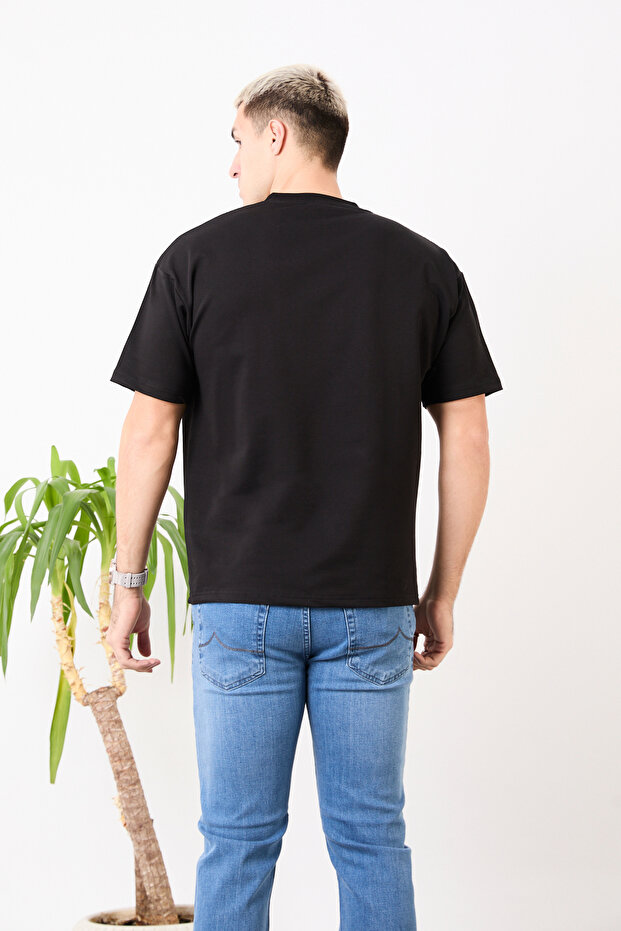 Oversize Wide Fit Crew Neck Basic Solid Short Sleeve T-Shirt - 7