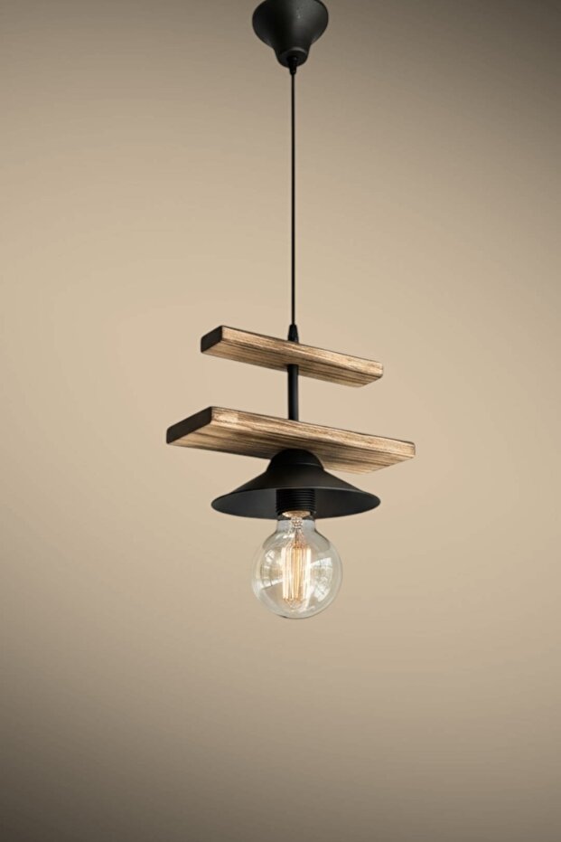 Onur Avize Retro Rustik Tekli Ahşap Sarkıt avize - 2