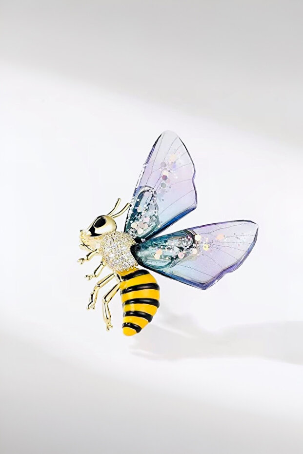 Arı Çok Renkli Kanatlı Broş - 1