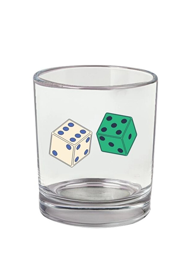 Dice Printed Whiskey Glass - Glass with Dice