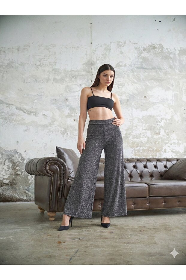 PARLAK SİMLİ PANTOLON - 5