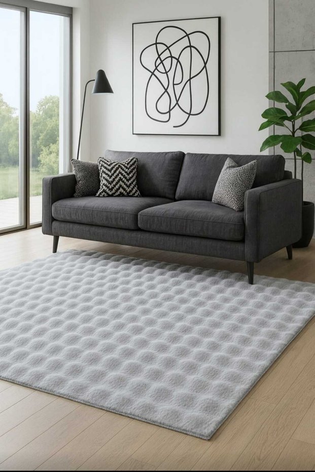 Bubble Gray Luxury Modern Soft Non-Slip Base Plush Puffy Hall Kitchen Living Room Children's Room Carpet Runner