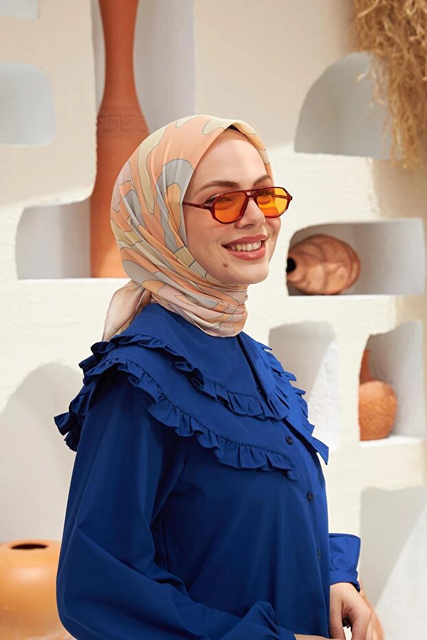 وشاح فيسكوز قطني بنمط ملتوي جديد سلمون 1133-12