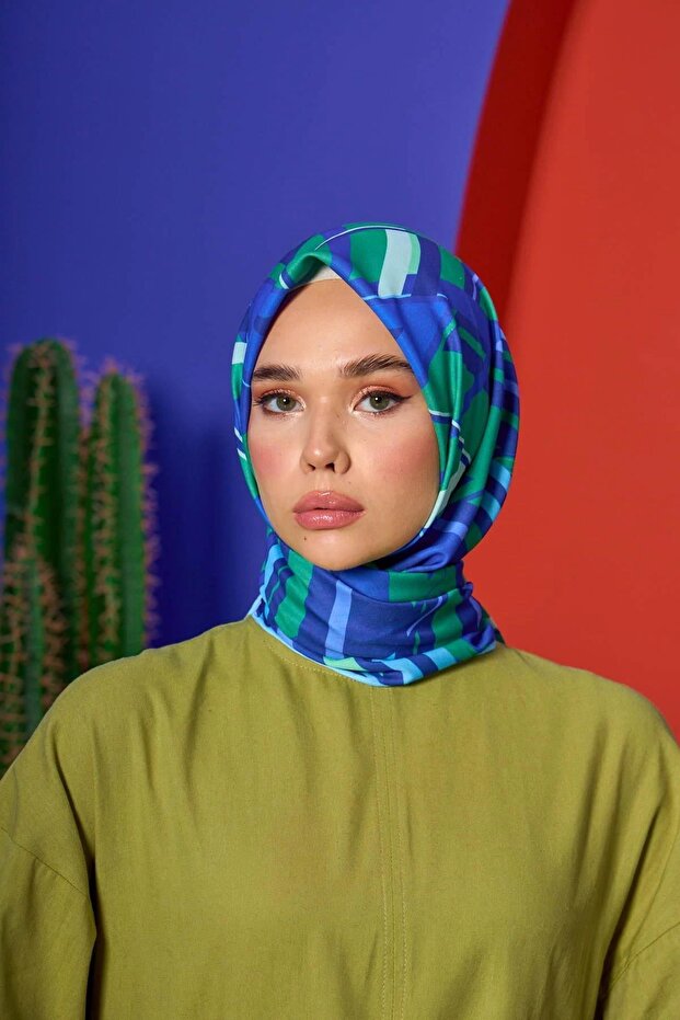 مارakesh Collection وشاح ناعم أخضر Acem أزرق 1208-05