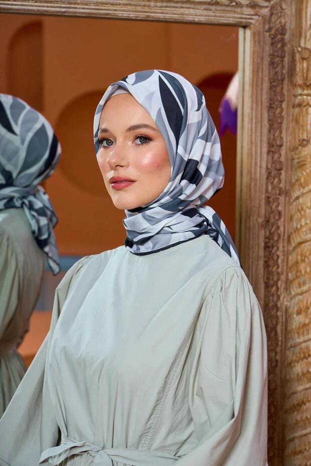مارakesch Collection وشاح ناعم حجري رمادي أسود 1201-14