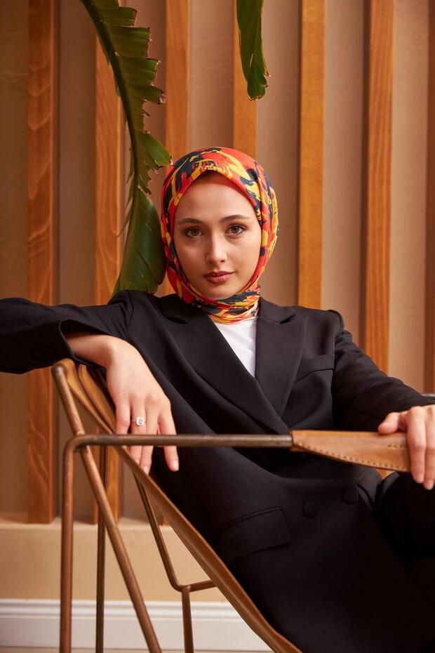 وشاح ناعم من زهرة السوسن الطبيعي برتقالي داكن 1160-02