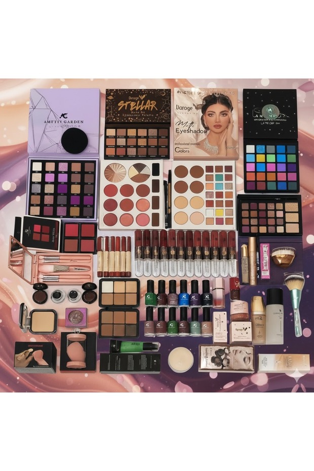 مجموعة مكياج كاملة – ظلال عيون، أحمر خدود، أحمر شفاه، إكسسوارات - 2