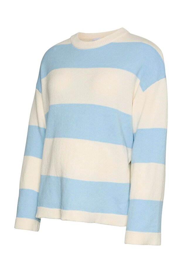 Strickpullover Normal geschnitten Rundhals Weite Ärmel Pullover - 2