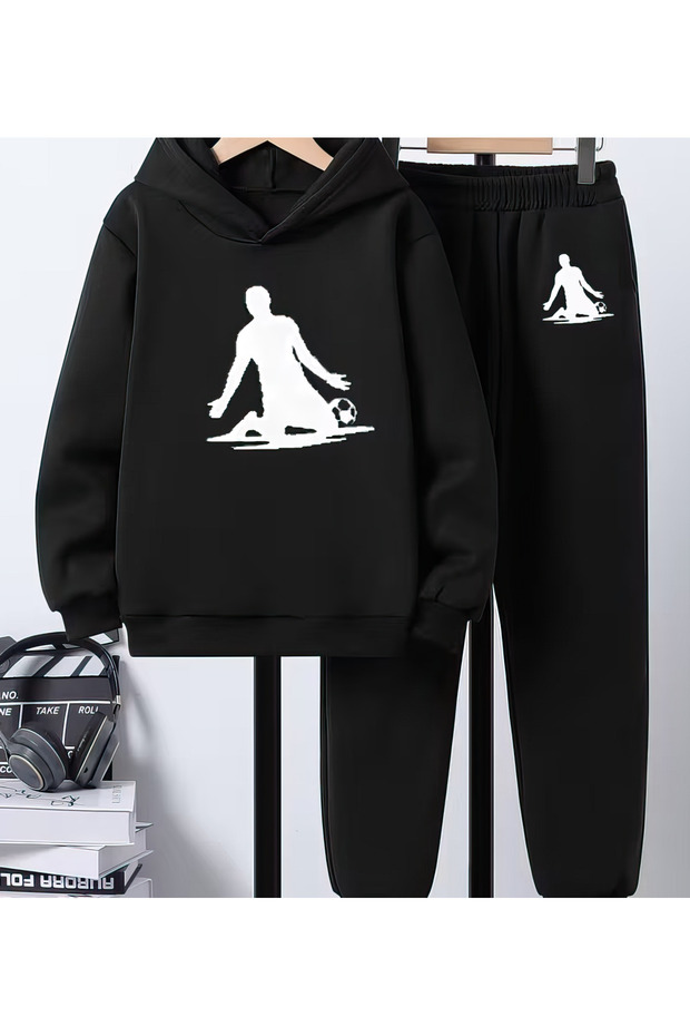 Sweatshirt Children's Bottom Top Set 3 Thread Cotton Football